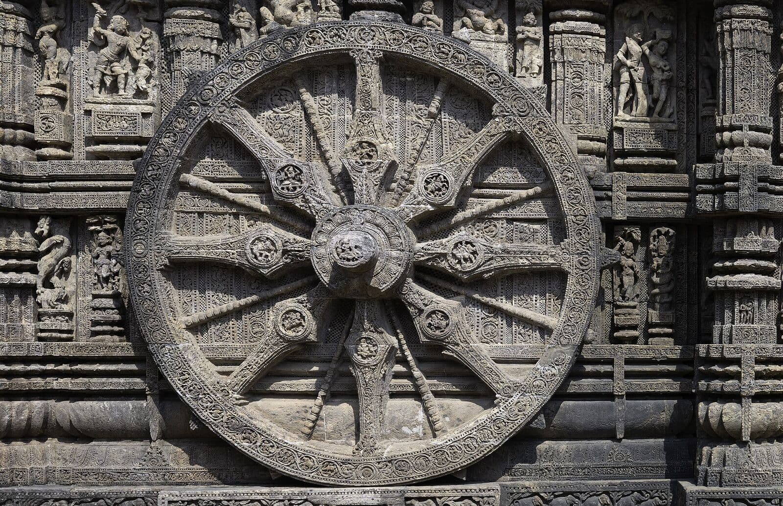 Carved stone wheel of the Konark Sun Temple