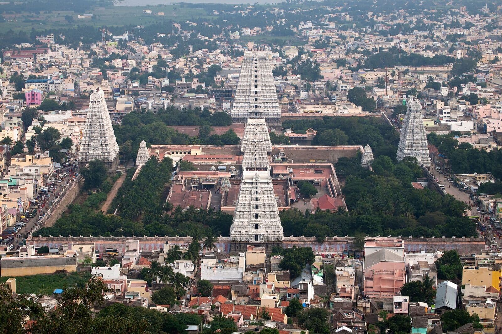 Aerial view of the Annamalaiyar temple and town, Tiruvannamalai