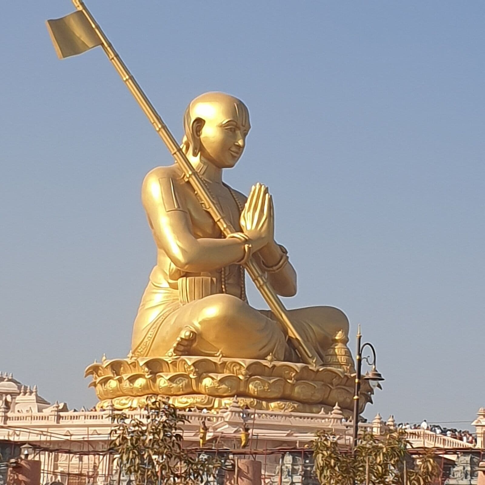 Golden statue of Sri Ramanujacharya in meditation posture