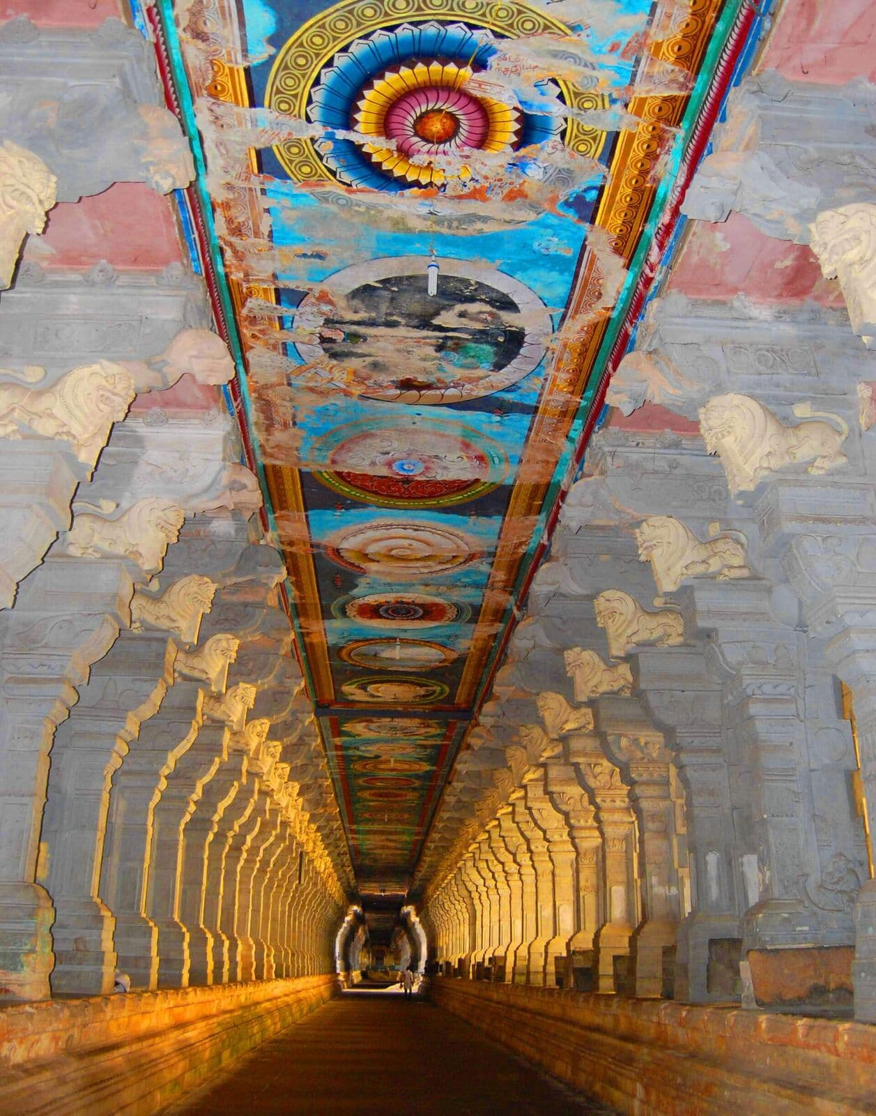 Painted pillared corridor of a great South Indian temple