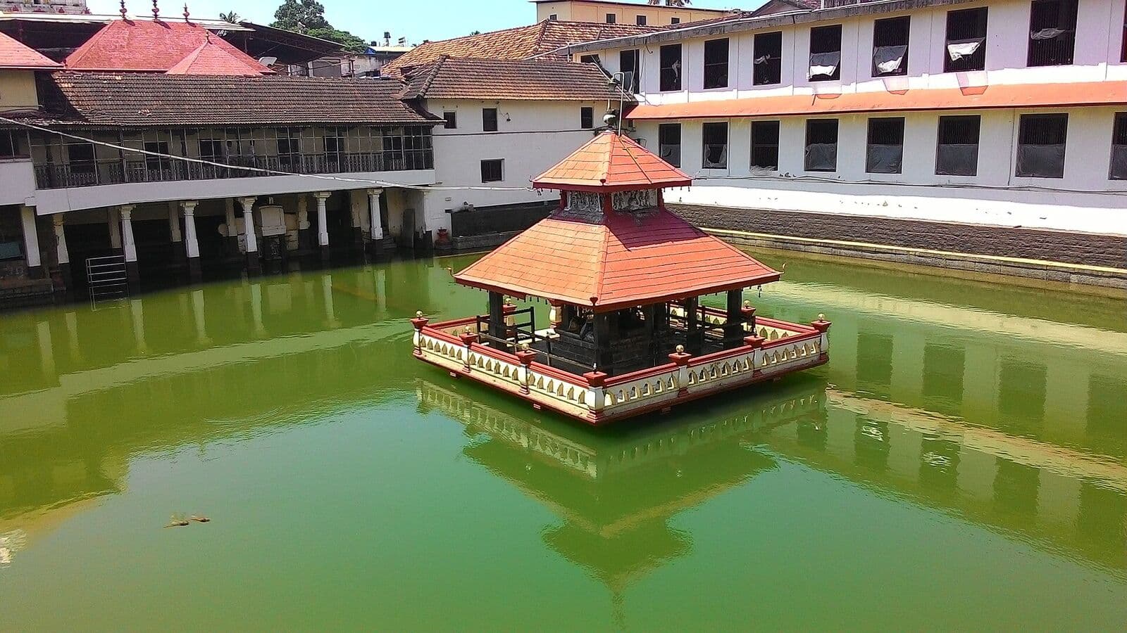 The temple tank of Sri Krishna Matha, Udupi, seat of the Madhva tradition